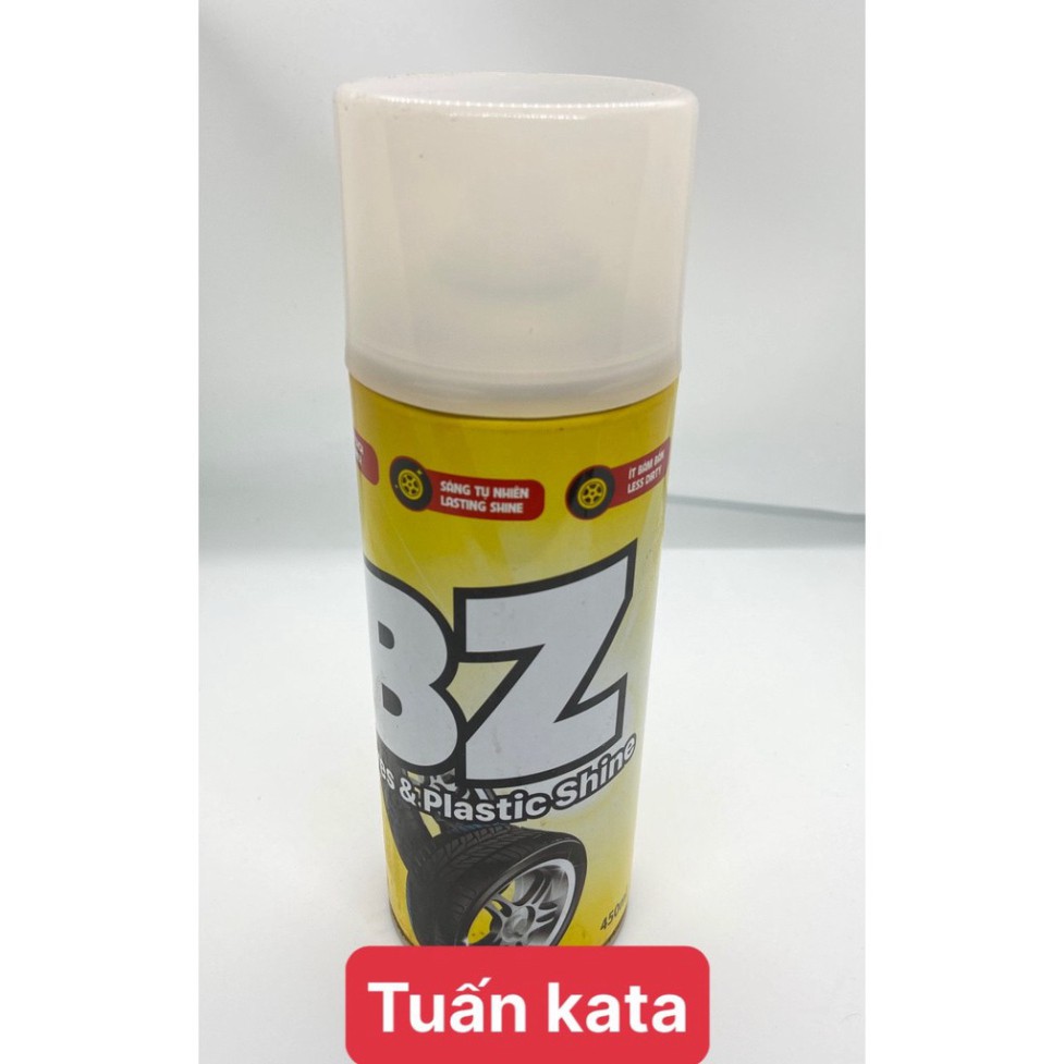 [Mã LIFEAUMAY giảm 10% tối đa 30k đơn 150k] Chai xịt làm bóng vỏ , lốp, phục hồi nhựa đen BZ Chai 600ml và 450ml