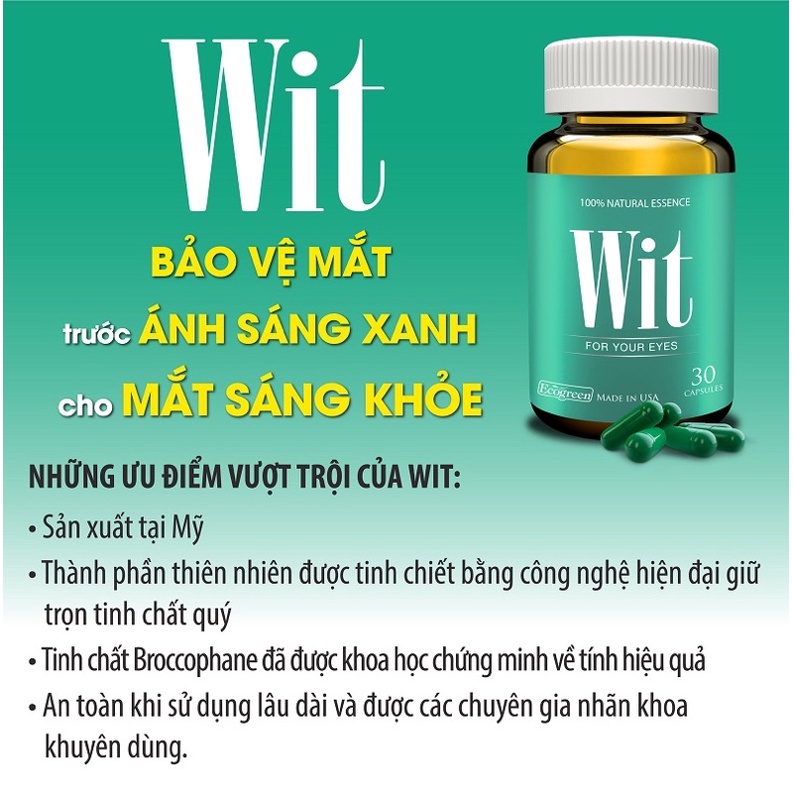 ✅ WIT - Bảo vệ mắt trước ánh sáng xanh, giúp cho mắt sáng khoẻ