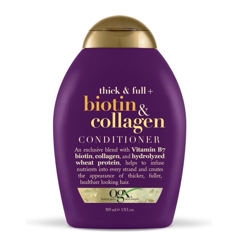 [🇺🇸]DẦU XÃ BIOTIN OGX Thick & Full + Biotin & Collagen Volumizing Conditioner for Thin Hair, Vitamin B7 & Wheat Protein