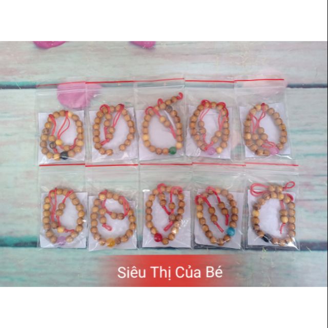 Vòng dâu tằm mix đá phong thủy cho bé