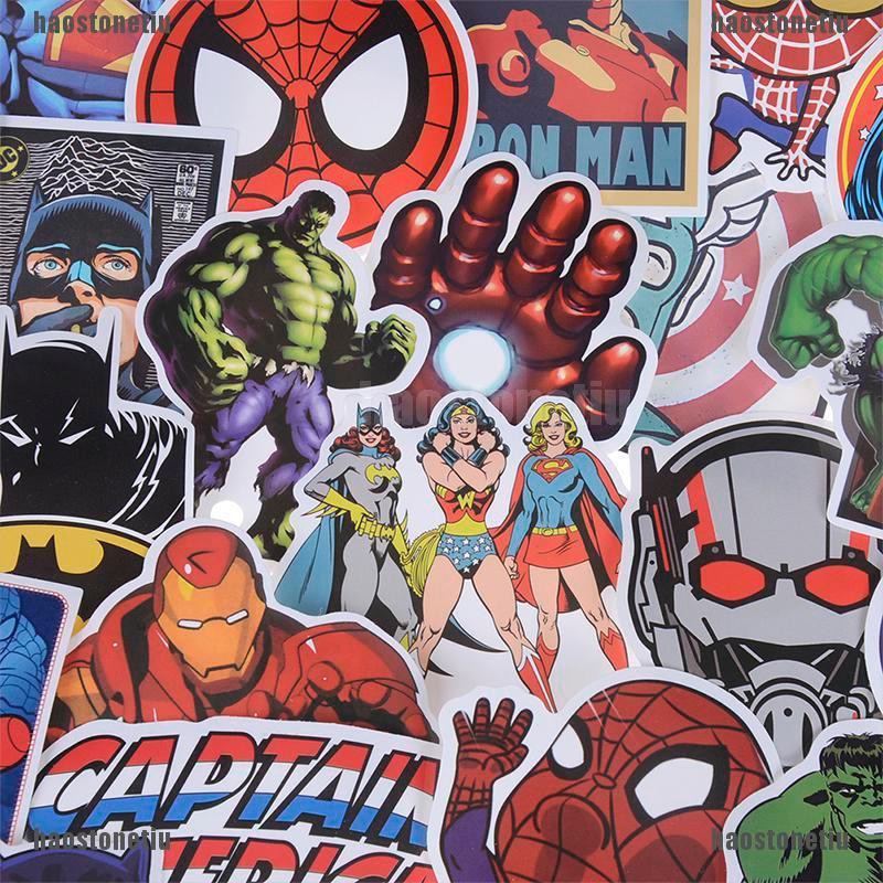Bộ 50 Miếng Dán Trang Trí Hình Siêu Anh Hùng Marvel