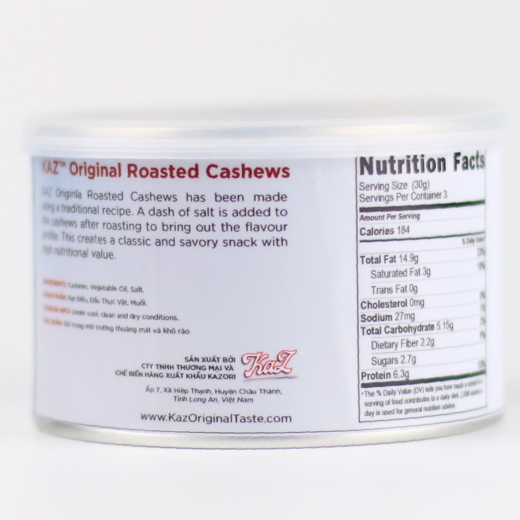 Hạt Điều Rang Muối Vị Nguyên Bản Kaz - Salt Roasted Whole Cashews