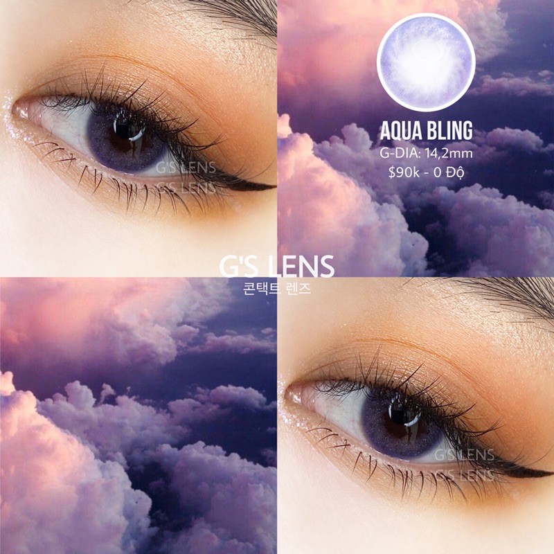 Lens Mắt Kính Áp Tròng Aqua Bling Gray - Lens Xám Tây 0 Độ