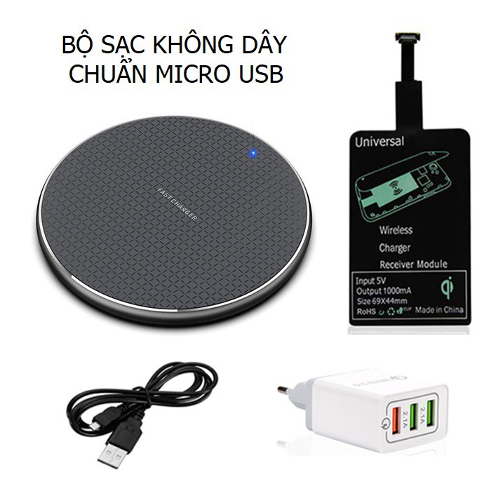 Bộ sạc không dây cho điện thoại IPHONE 5,6,7,6 Plus, 7 Plus, Điện thoại Android đầu sạc chuẩn Micro USB, Điện thoại Andr