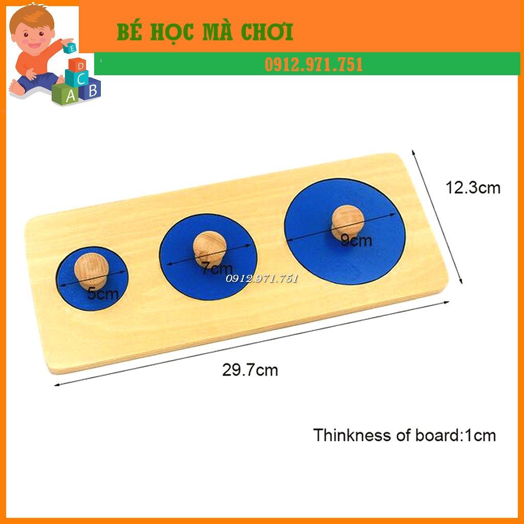 Giáo cụ Montessori 0-3 tuổi - Ghép hình hình tròn to nhỏ