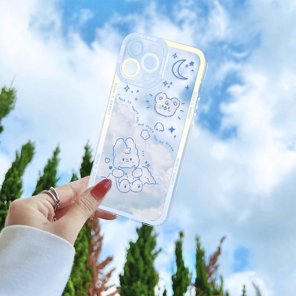 Ốp Điện Thoại Tpu Mềm Hình Bầu Trời Xanh Cho iPhone 11 12 13 pro max XS X XR XSMax 7 8 6 6s plus SE 2020