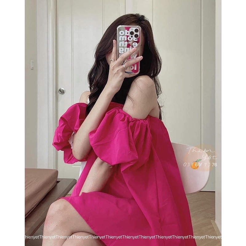Áo kiểu trễ vai xinh đẹp TAY BỒNG babydoll trễ vai tiểu thư nữ dáng xoè bồng tay ngắn hở vai nữ- Thiên Yết QTA01