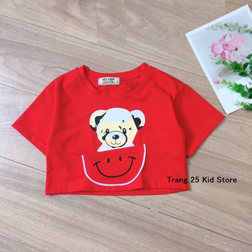 [Ảnh thật] Áo Crop top Bé Gái , Áo Thun Hiphop in gấu có túi cho bé AA009- Trang 25 Kids