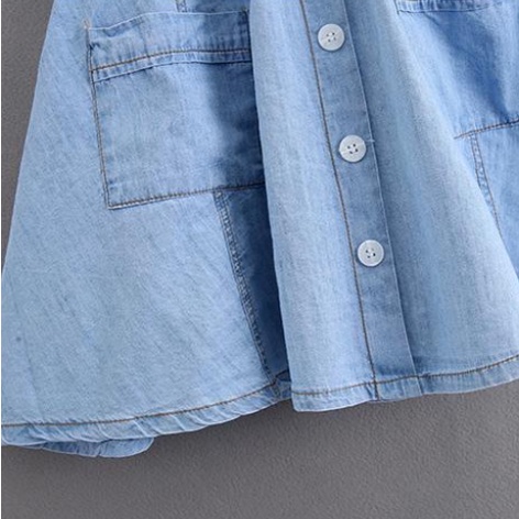 Chân Váy Denim Cotton Trơn Chống Chói Phong Cách Mới Cho Bé Gái Tiểu Học