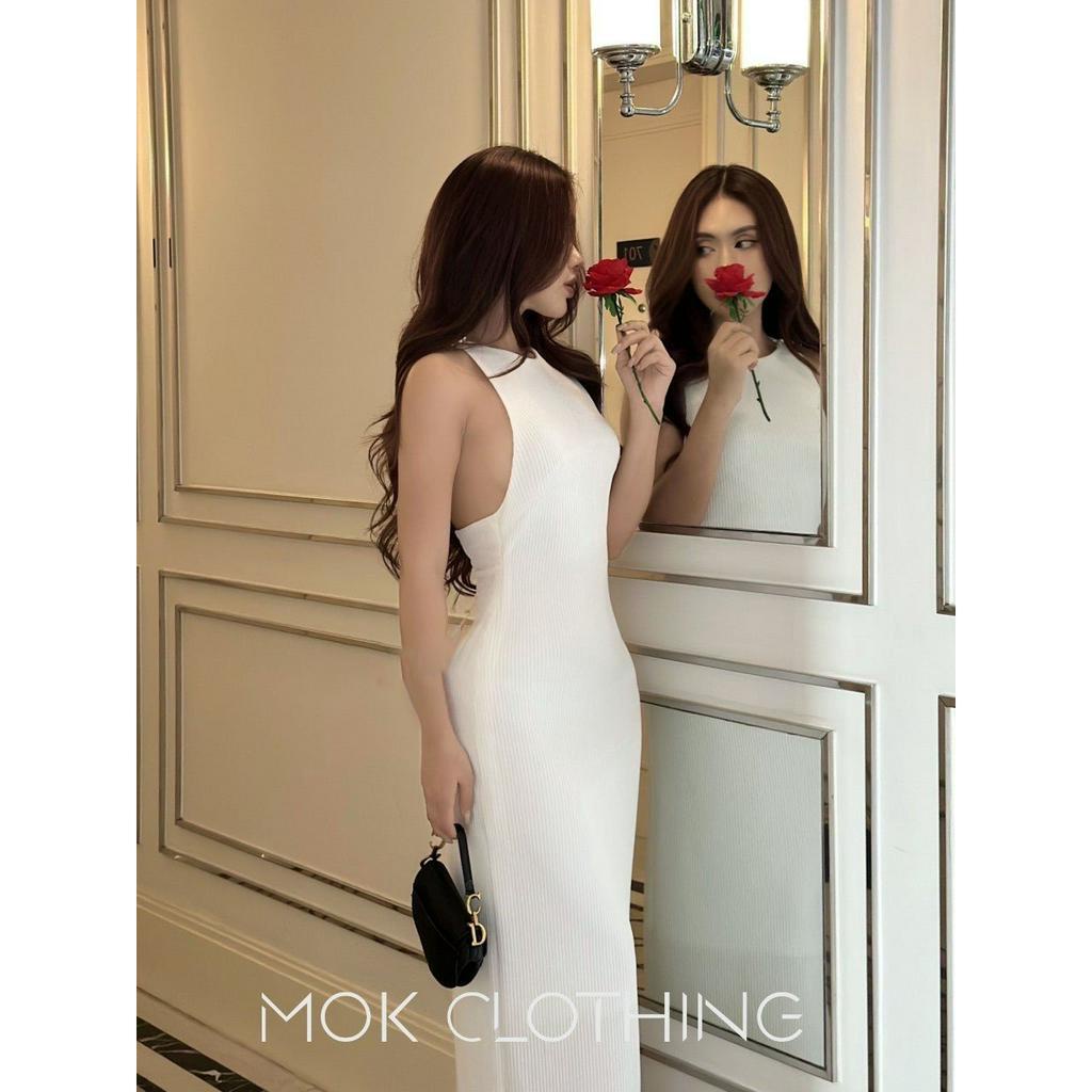 Đầm váy nữ maxi body cộc tay cổ tròn ôm eo dáng dài chữ A hai lớp hở lưng chất liệu thun co giãn siêu tôn dáng, nữ tính