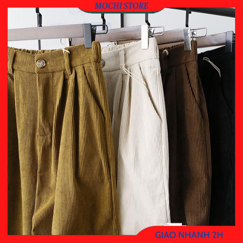 Quần Ống Suông Nữ Lưng Cao, Quần Ống Rộng Nữ Nhung Tăm Kéo Khóa Lưng Thun Sau 3 Màu Đen, Kem, Nâu Dễ Phối Đồ Siêu Tôn Dá | BigBuy360 - bigbuy360.vn