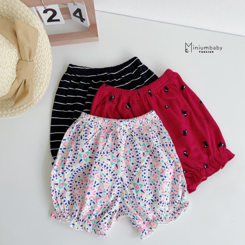 Quần cotton bèo gấu cho bé gái từ 1-3 tuổi, quần short bé gái Miniumbaby-Q1102