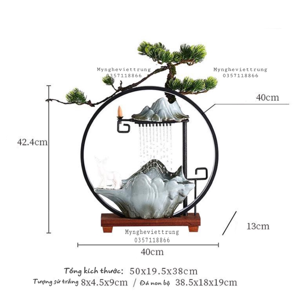 Thác trầm, tháp khói trầm hương, thác nước đèn led