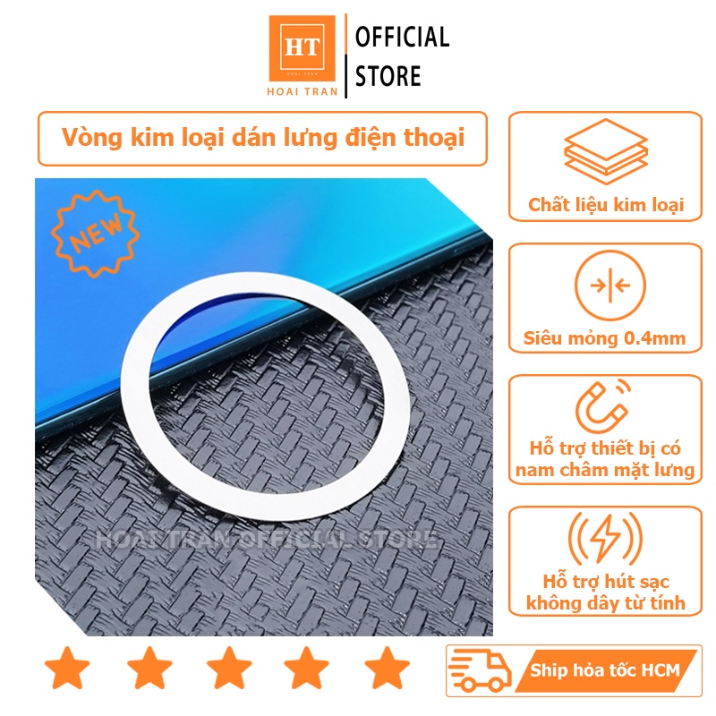 Vòng kim loại từ tính sạc không dây dán điện thoại siêu mỏng nhẹ