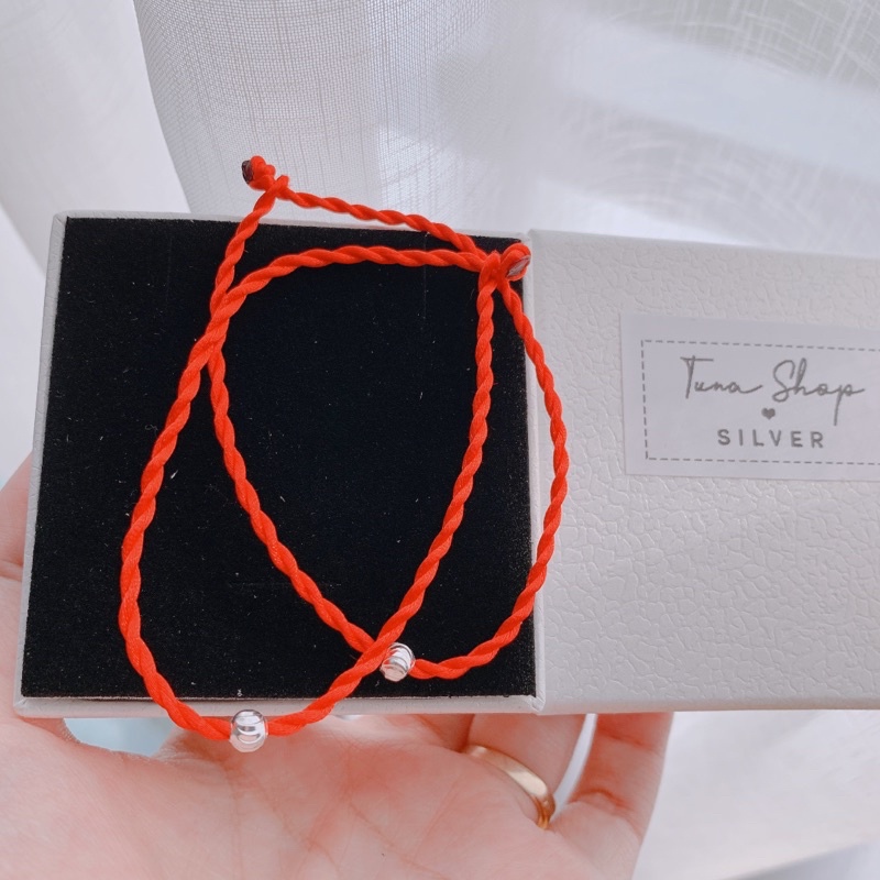 Vòng bạc chỉ đỏ may mắn bi bạc nguyên chất - [HÀNG CÓ SẴN] - Tuna Shop Trang sức Bạc