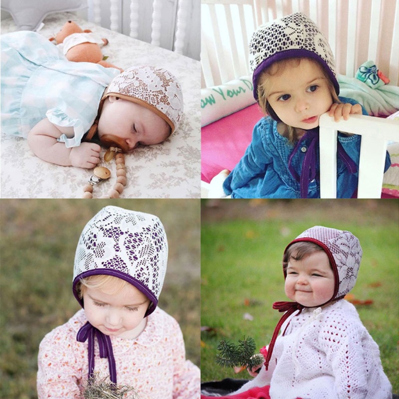 Mũ Chống Nắng Phối Ren Hoa Dễ Thương Cho Bé Gái