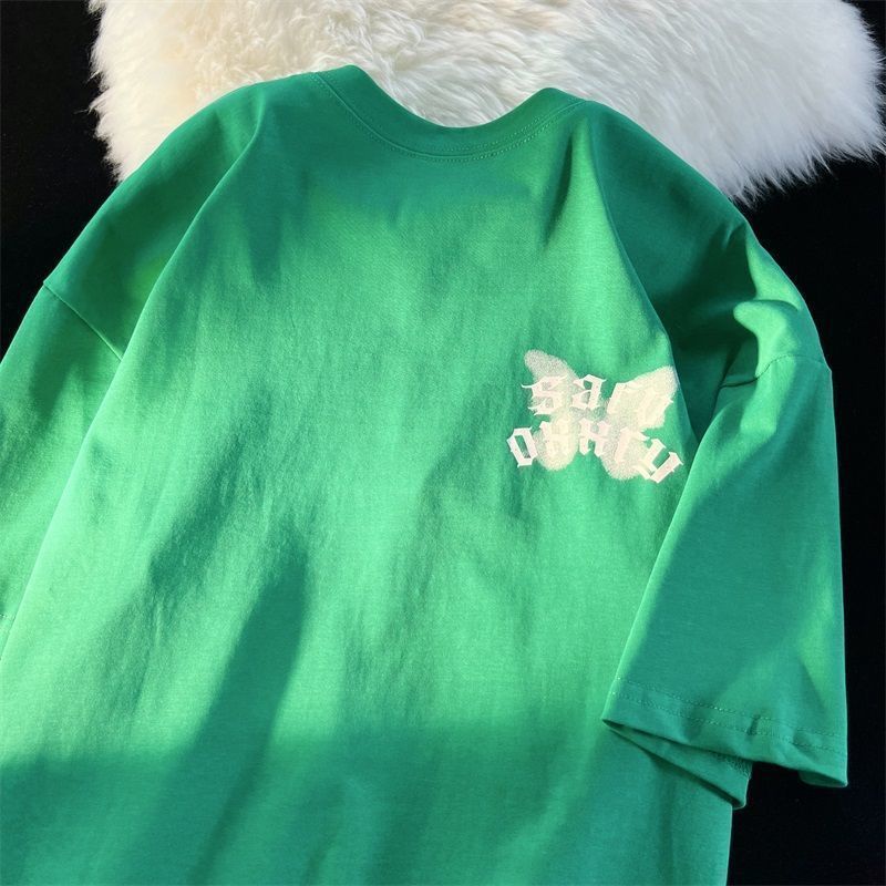 Áo Thun Tay Ngắn Dáng Rộng In Hình Bướm Khói Kiểu Đường Phố Mỹ Cá Tính Cho Nữ