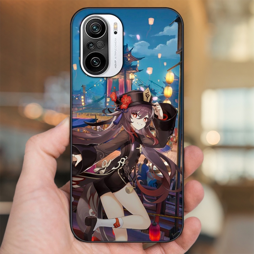 Ốp lưng Xiaomi K40 viền đen in hình Hutao Genshin Impact