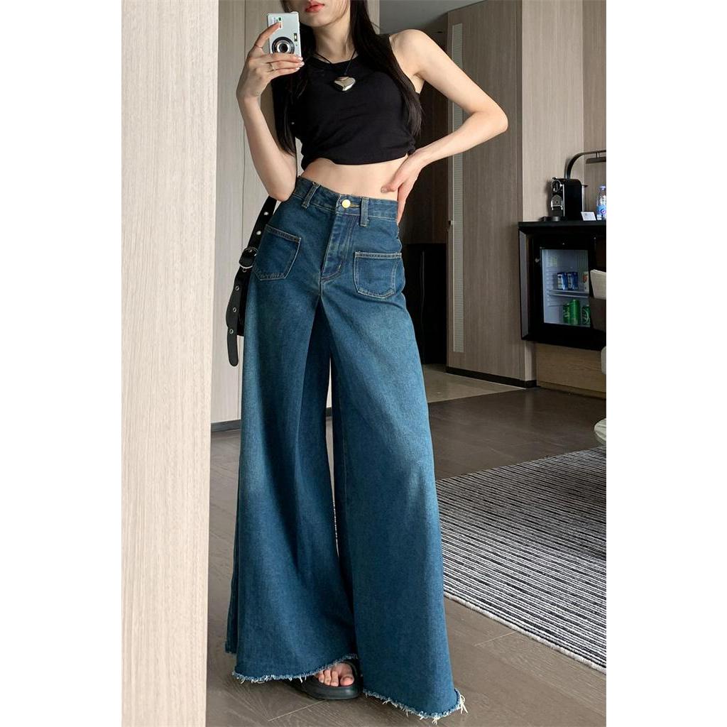 Quần Jeans Sờn Lưng Cao Ống Loe Phong Cách Thời Trang Âu Mỹ 62984