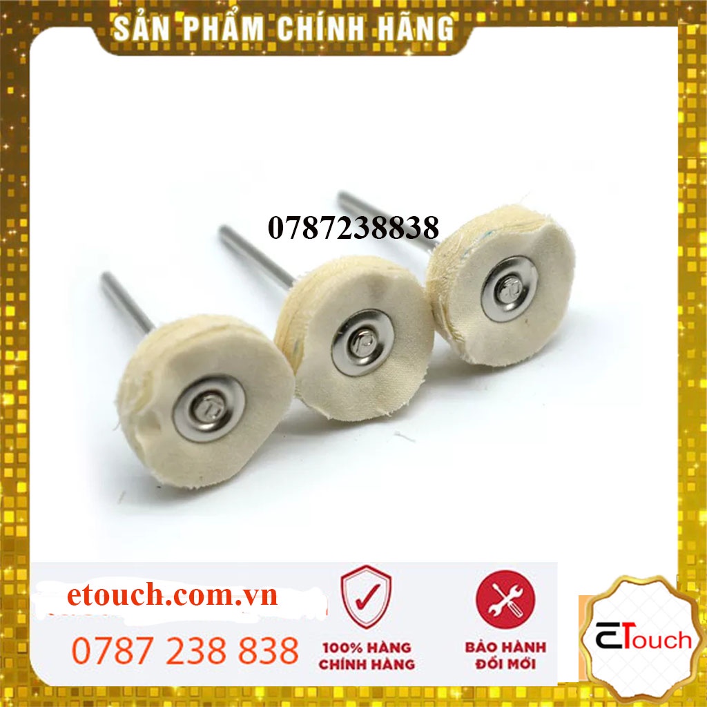 Bánh xe vải đánh bóng màu trắng nhỏ có cốt gắn 2.35mm