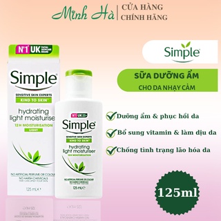 Sữa dưỡng ẩm Simple Hydrating Light Moisturiser 125ml dành cho da nhạy cảm