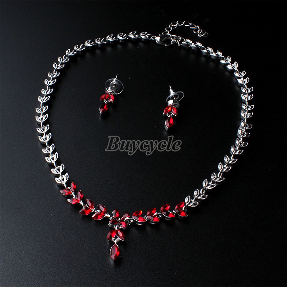 Bộ Vòng cổ + Bông Tai Đính Kim Cương Giả Thời Trang Cho Nữ