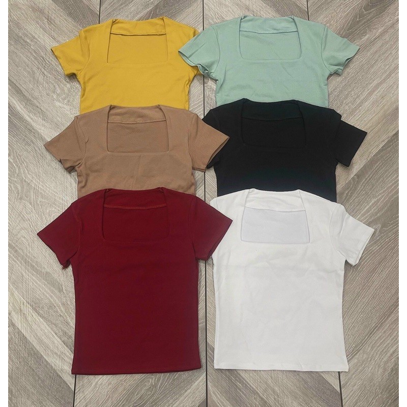 Áo thun borip cổ vuông ngắn tay (video) ls