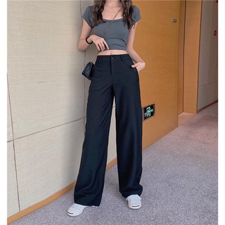 Quần ống rộng suông culottes đen