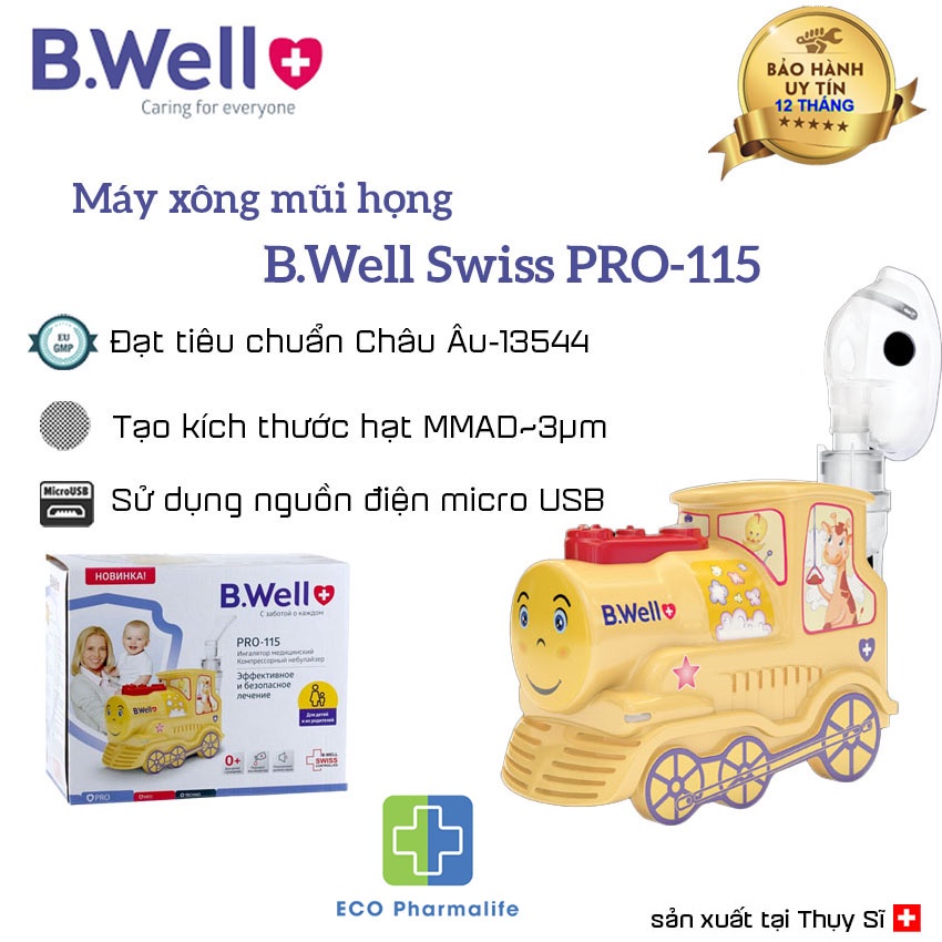 Máy khí dung B.Well Swiss PRO-115 Thụy Sĩ - Máy xông mũi họng Thụy Sĩ cho bé