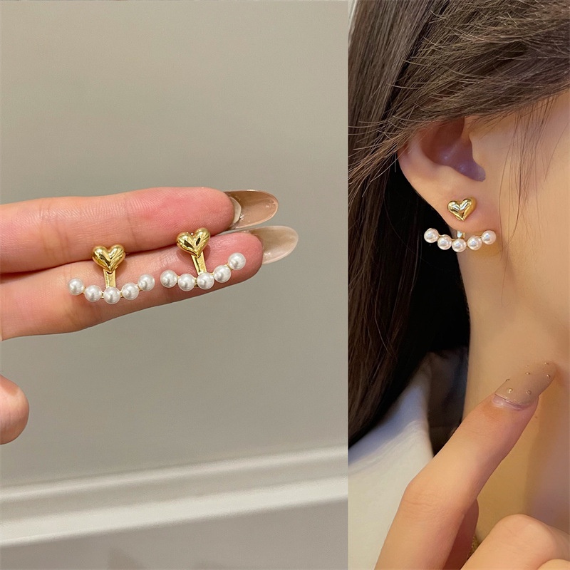 Bông Tai Mạ Bạc 925 Hình Trái Tim Một Bên Phong Cách Đơn Giản Độc Đáo