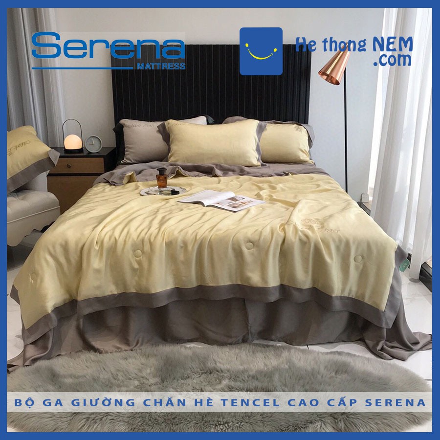 Chăn Hè Ga Trải Giường Drap Tencell SERENA Bộ 5 Món Set Vỏ Chăn Ga Gối Mền Tencel Mỏng – Hệ Thống Nệm