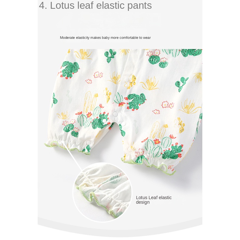 Bộ Áo Liền Quần Cotton Không Tay In Họa Tiết Dễ Thương Cho Bé Trai &amp; Gái 0-24 Tháng Tuổi