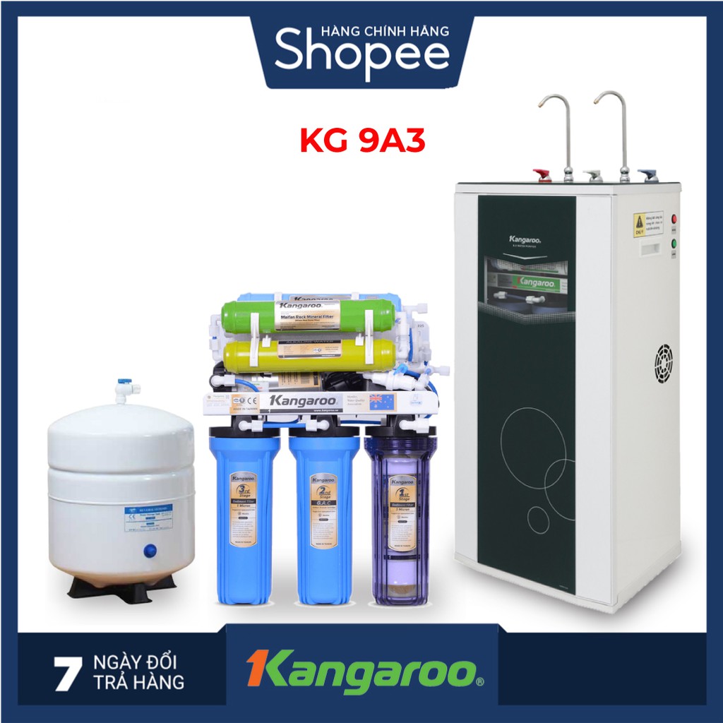 Máy lọc nước RO nóng lạnh 2 vòi KANGAROO KG09A3 (9 cấp lọc - Bao gồm tủ cường lực)