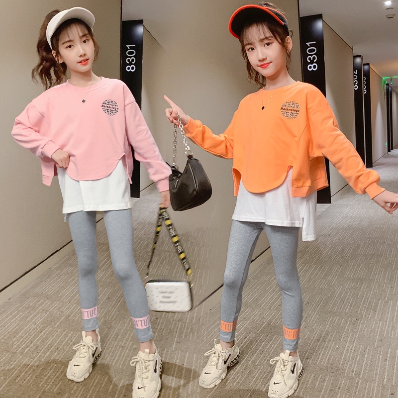 Bộ Áo Sweater + Quần Legging Thời Trang Xuân Thu Hàn Quốc Cho Bé Gái
