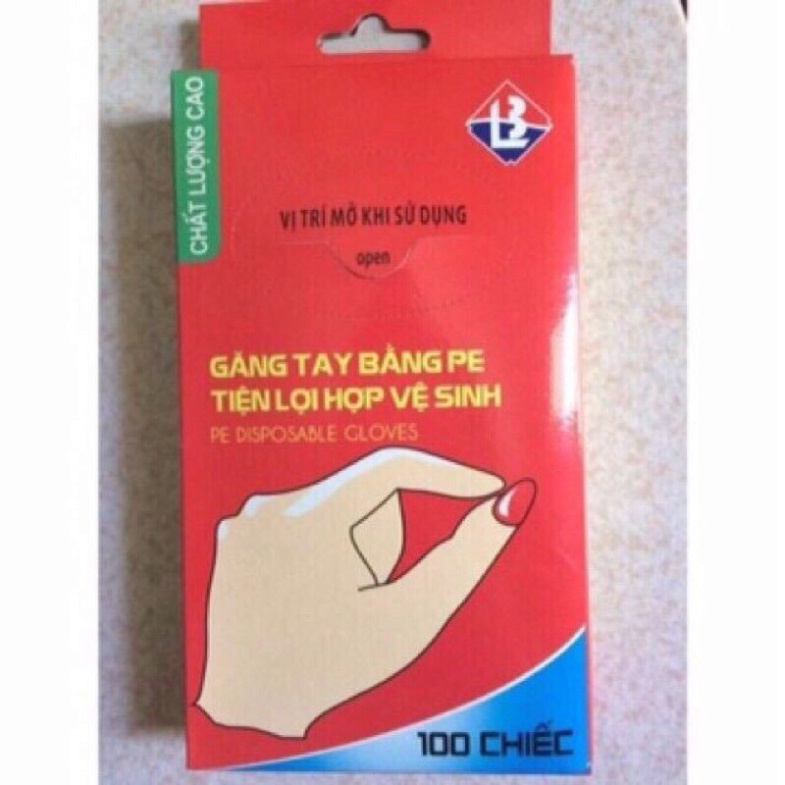 Hộp 100 bao tay nilon cao cấp, găng tay nilon không mùi