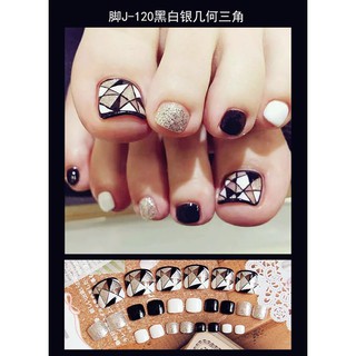 Set 24 móng chân giả [ TẶNG KEO ] chống thấm nuớc phong cách Hàn Quốc