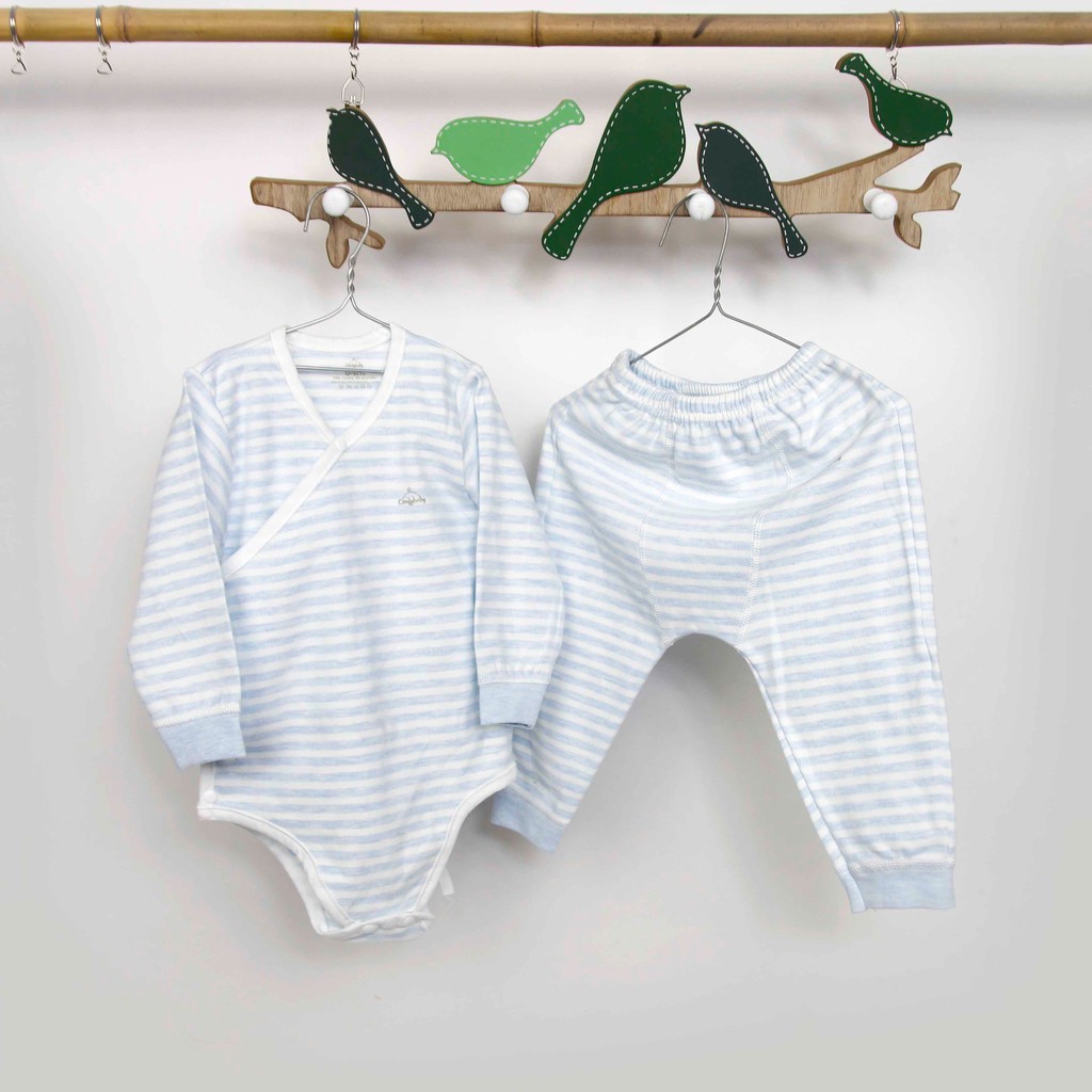 Set bodysuit giữ ấm ngực dài tay kèm quần rời 100% Cotton cho bé ComfyBaby size từ 3-12 tháng hàng chính hãng