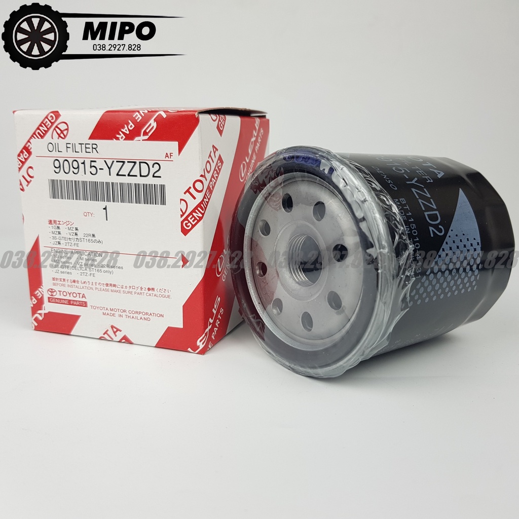 Lọc nhớt (lọc dầu) động cơ xe Hiace, GS300, SC300, Innova, Vigo, Lancruiser, Sienna (Mã: 90915YZZD2 / 90915TB001)