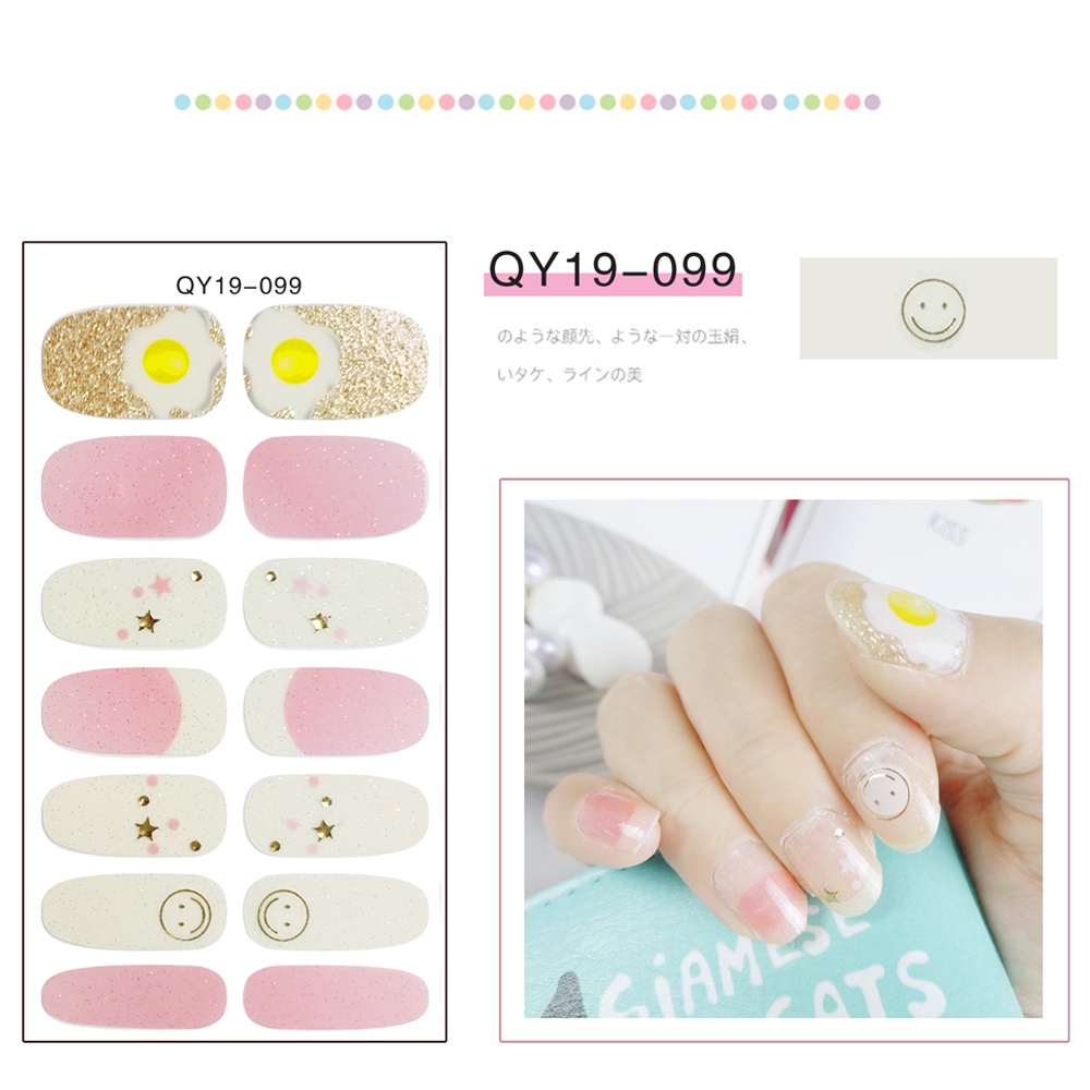 Set 14 miếng dán móng SANIYE QY19 chống nước họa tiết hoạt hình 22 kiểu lựa chọn dễ dàng tháo rời