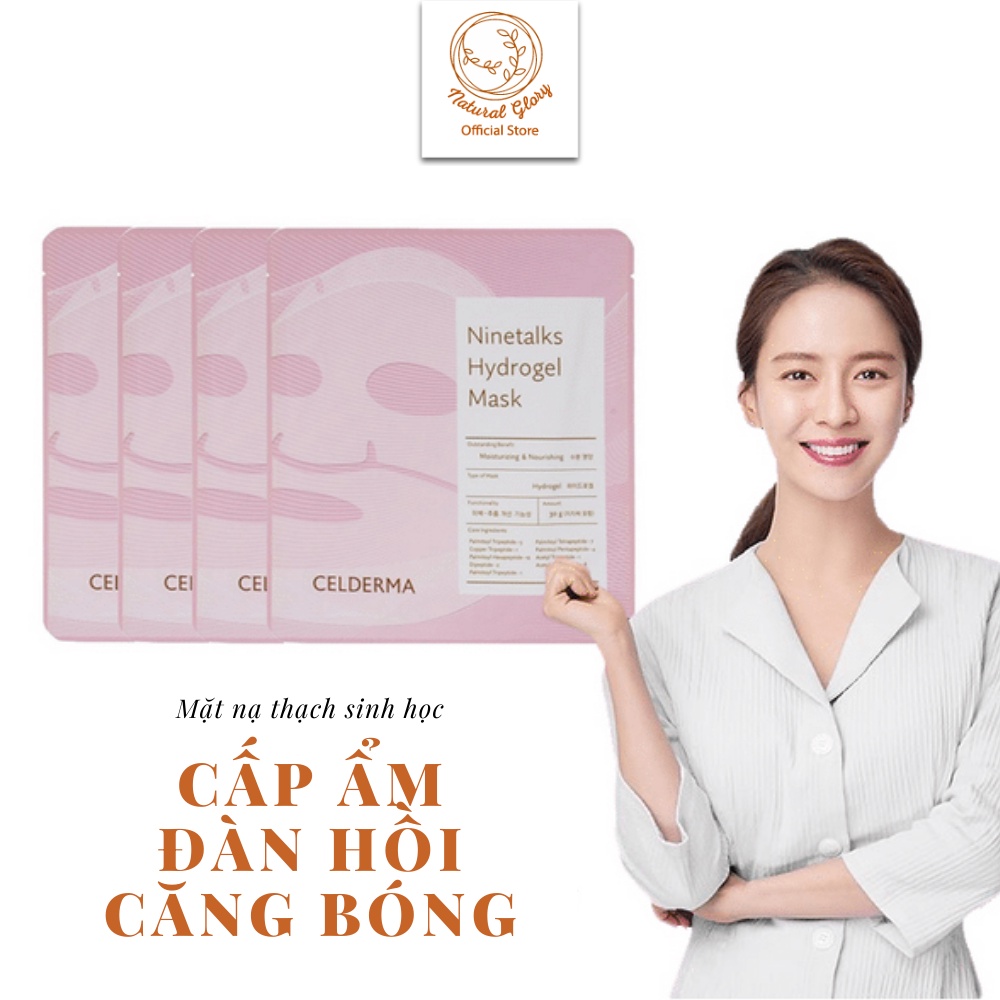 Mặt nạ sinh học Celderma Ninetalks Hydrogel mặt nạ thạch giảm nhiệt, cấp ẩm, phục hồi da Hộp 4 miếng