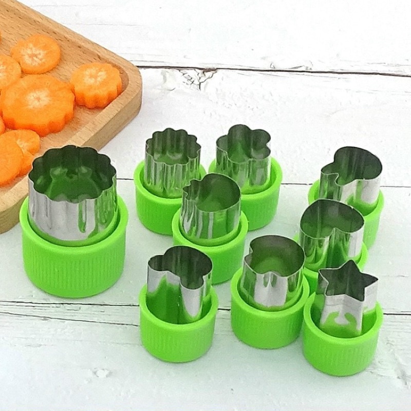 Set 8 khuôn cắt rau củ quả bằng inox đa năng, bộ khuôn tạo hình