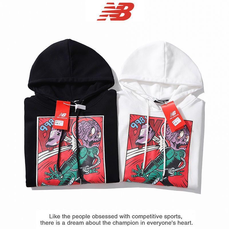 NEW BALANCE Áo Hoodie Form Rộng In Hình Người Ngoài Hành Tinh Thời Trang