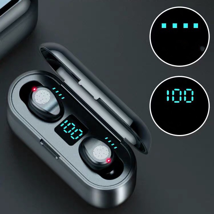 Tai nghe bluetooth AMOI F9 TWS 5.0 bản Quốc tế không dây cảm ứng chống nước IPX5, chống ồn tích hợp sạc dự phòng