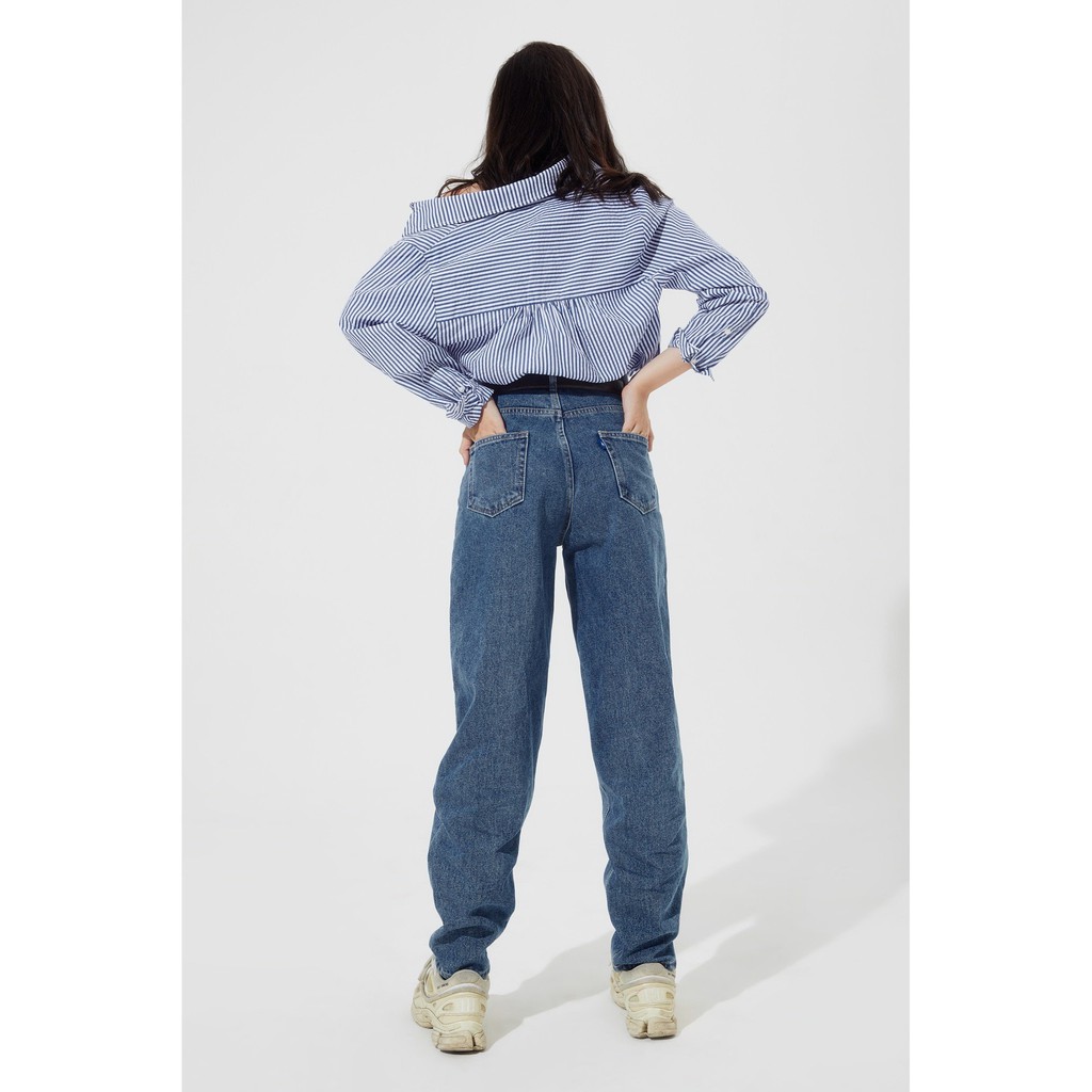 TheBlueTshirt - Quần Jeans Lưng Cao Nữ  Màu Nhạt - The Original Mom Jeans - Vintage Wash