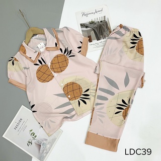 Bộ Pijama cộc dài lụa Mango cổ tiểu thư , hàng có size, chất mềm, mịn