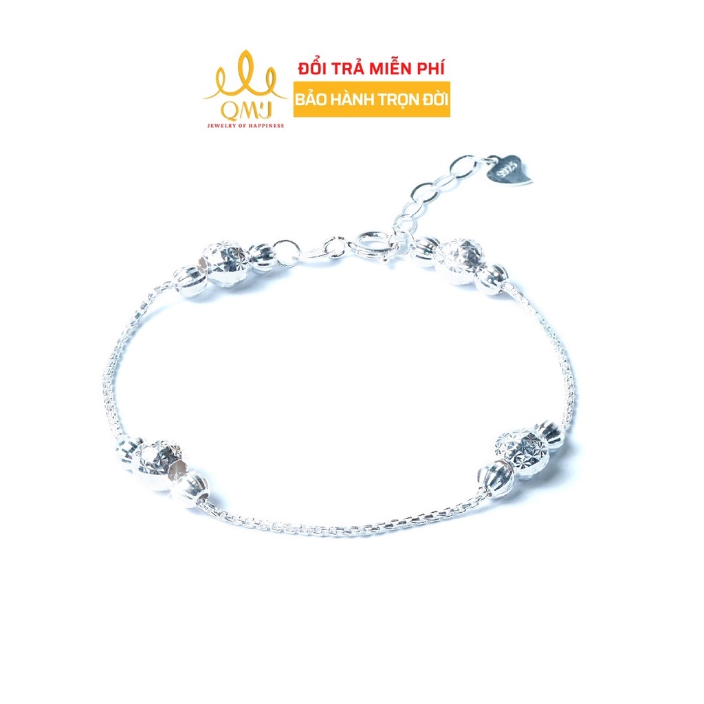 QMJ Vòng lắc tay bạc 925 cao cấp bi phay Q458