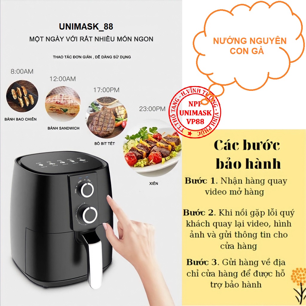 Nồi Chiên Camel 7L - Hàng Loại 1, Chính Hãng Công Ty Có Bảo Hành, Sẵn Màu Xanh - Đen