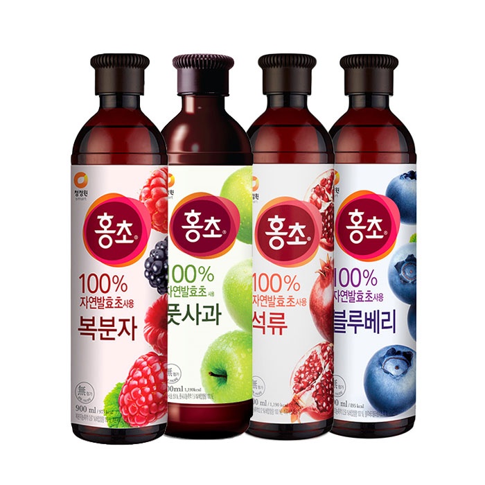 Nước uống Hongcho vị lựu/mâm xôi/bưởi đào/cherry chai 900ml - thương hiệu Daesang - nhập khẩuHàn Quốc