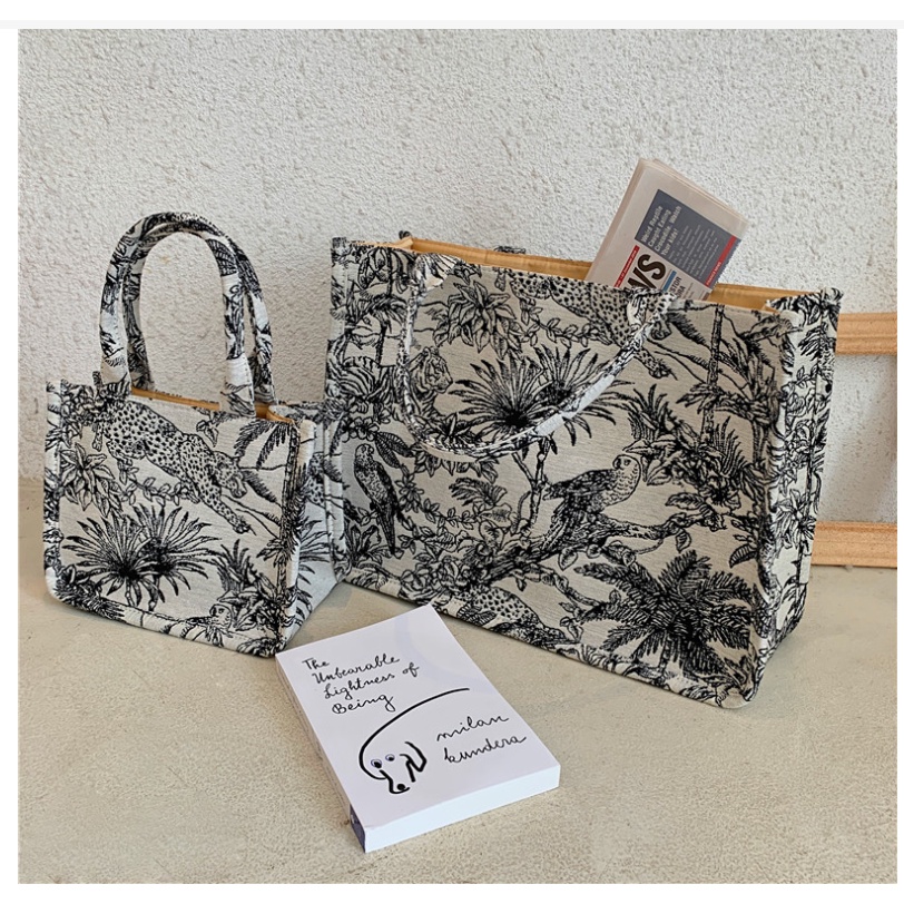 Túi Tote Vải Canvas Cỡ Lớn Kiểu Retro Dễ Thương Cho Nữ