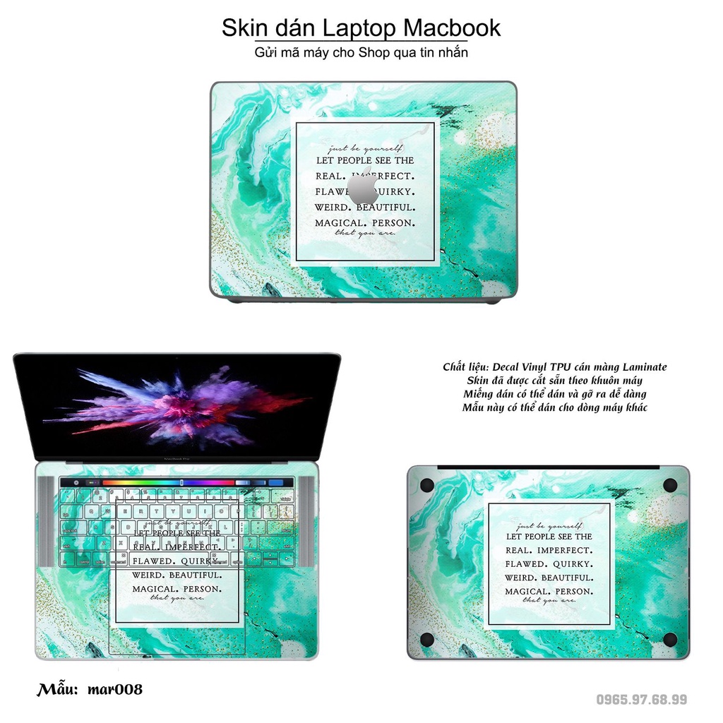 Skin dán Macbook mẫu vân Marble (đã cắt sẵn, inbox mã máy cho shop)